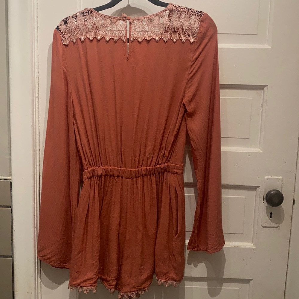 boho muted coral romper - Picture 7 of 10